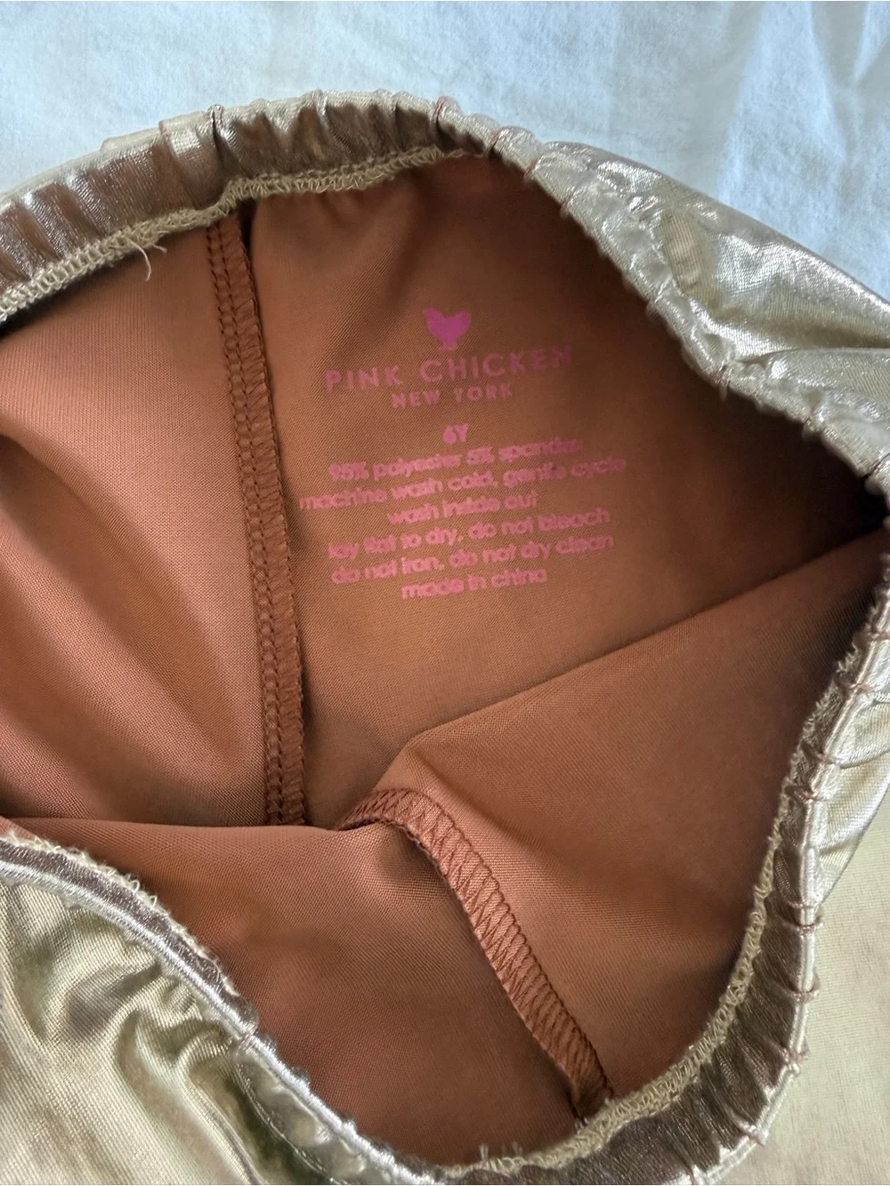 Pink chicken gold lame legging 6T